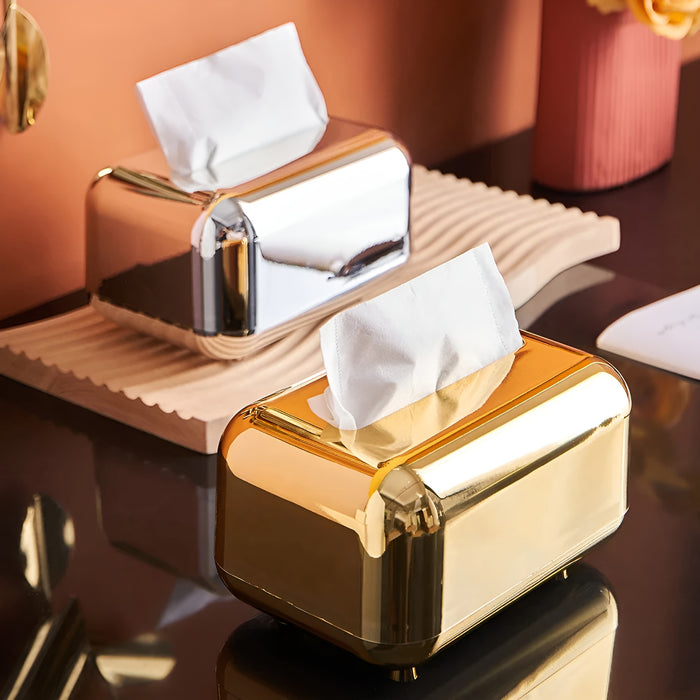 Luxurell Taschentuchbox | Spiegel-Gold Finish | Hochglanz Design | Stilvoll & Ordentlich