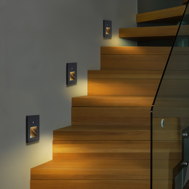 LED Einbauleuchte SENSALUX | Mit Bewegungsmelder | Für Treppen & Wände | Aluminiumgehäuse | 8,6x8,6x3,5 cm