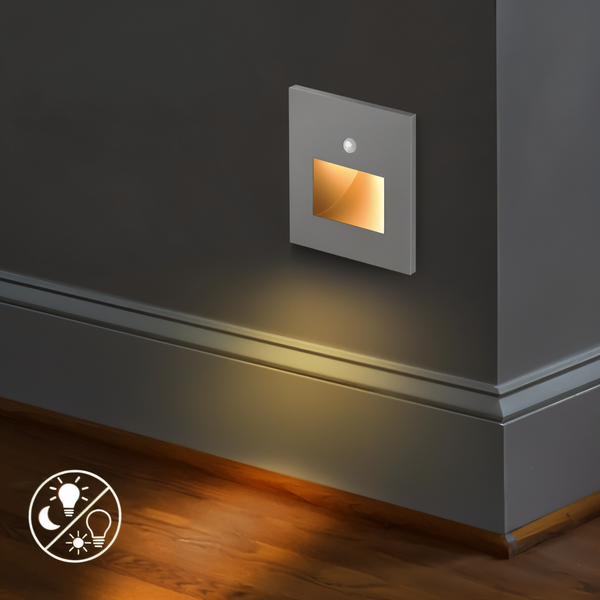 LED Einbauleuchte SENSALUX | Mit Bewegungsmelder | Für Treppen & Wände | Aluminiumgehäuse | 8,6x8,6x3,5 cm