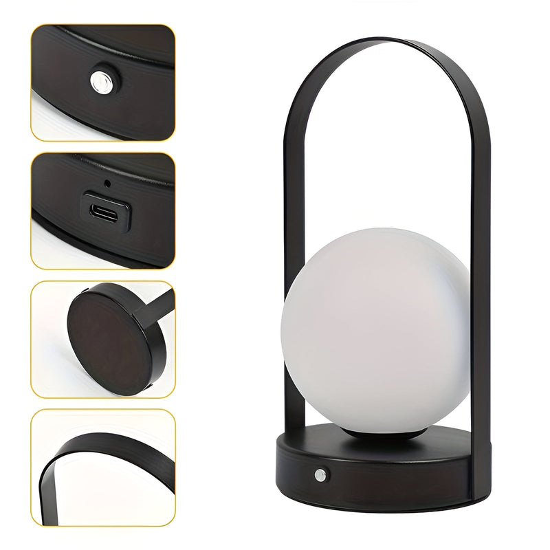 Lurevia LED Tischlampe Kabellos & Verstellbar | Touch-Bedienung | Rostfrei | 12×25 cm | Wiederaufladbar