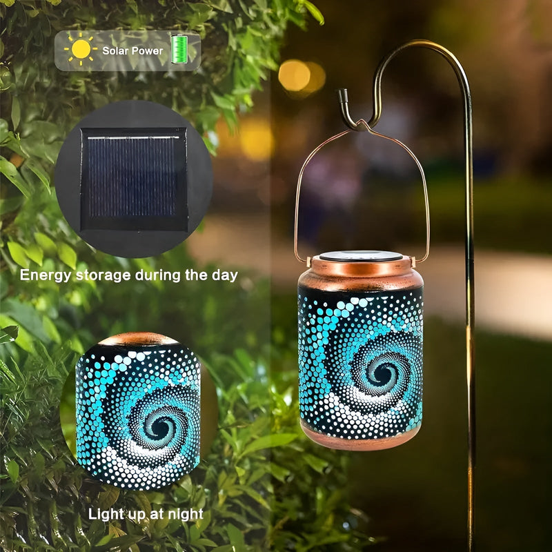LioraSpira Projektionsleuchte Solar Gartenlampe mit Spiralprojektion | Künstlerisches Design | Wetterfest | 28x19x13 cm