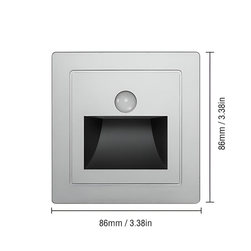 LED Einbauleuchte SENSALUX | Mit Bewegungsmelder | Für Treppen & Wände | Aluminiumgehäuse | 8,6x8,6x3,5 cm