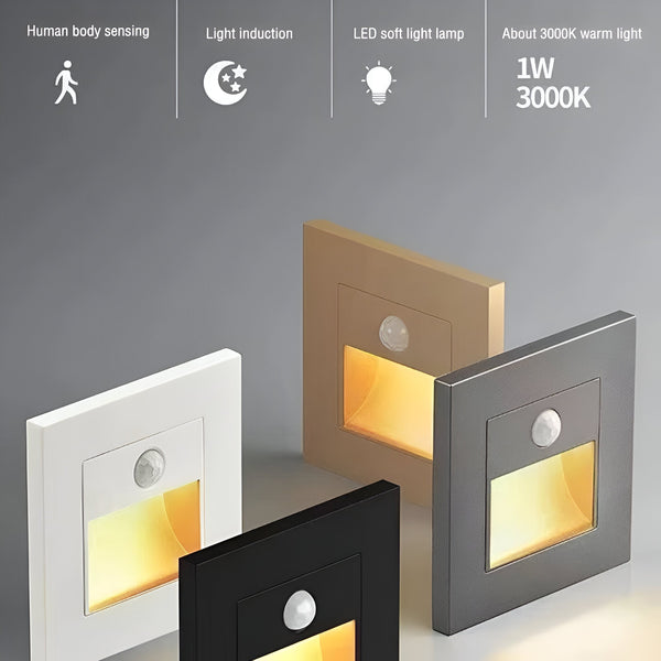 LED Einbauleuchte SENSALUX | Mit Bewegungsmelder | Für Treppen & Wände | Aluminiumgehäuse | 8,6x8,6x3,5 cm