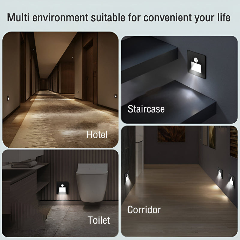 LED Einbauleuchte SENSALUX | Mit Bewegungsmelder | Für Treppen & Wände | Aluminiumgehäuse | 8,6x8,6x3,5 cm