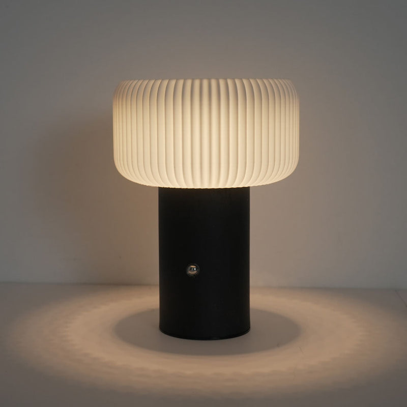 Myllumina Pilz Tischlampe LED | Touch-Steuerung & Warmweißes Licht | Modernes Design | Metall & Acryl | Weiß, Schwarz, Orange