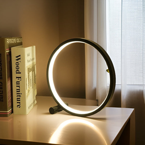 Cirquella Runde LED Tischlampe Dimmbar | Touch-Steuerung | Ø25 cm | Aluminium & PVC | USB-betrieben | 5W