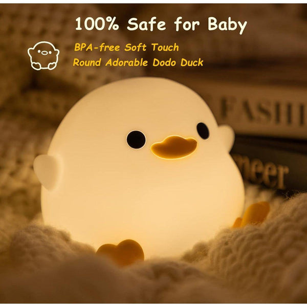 SnugGlow Nachtlicht Ente | Weiches Silikon | Automatisches Ein/Aus | Wiederaufladbar