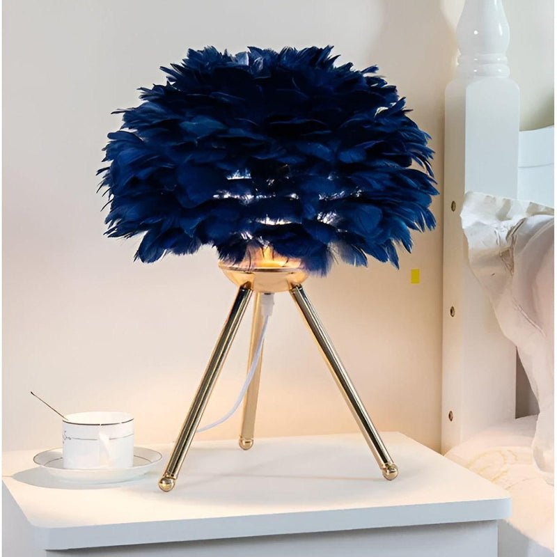 Plumalux Tischlampe mit Gänsefedern | Dimmbar & Elegant | Warmes Licht & Luxuriöses Design