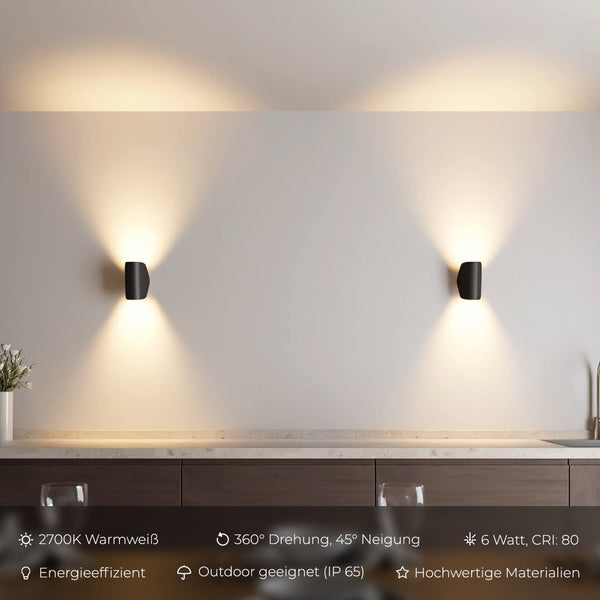 LED Wandleuchte AXIVIA | Schwenk- & neigbar | Warmweiß 2700K | IP65 Außenbereich | 16,5x10,5x11,5 cm