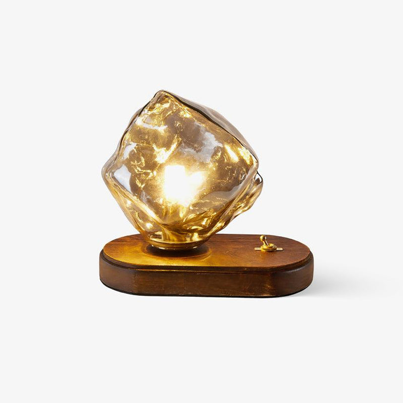 Eisvella Tischlampe Eisstein-Design | G9 Fassung | Glas, Holz & Metall | 20×12×15 cm | Warmes LED-Licht