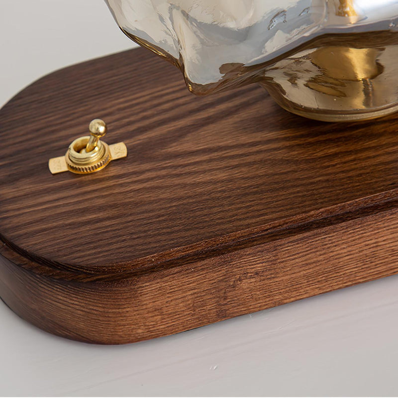 Eisvella Tischlampe Eisstein-Design | G9 Fassung | Glas, Holz & Metall | 20×12×15 cm | Warmes LED-Licht