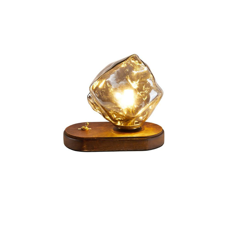 Eisvella Tischlampe Eisstein-Design | G9 Fassung | Glas, Holz & Metall | 20×12×15 cm | Warmes LED-Licht
