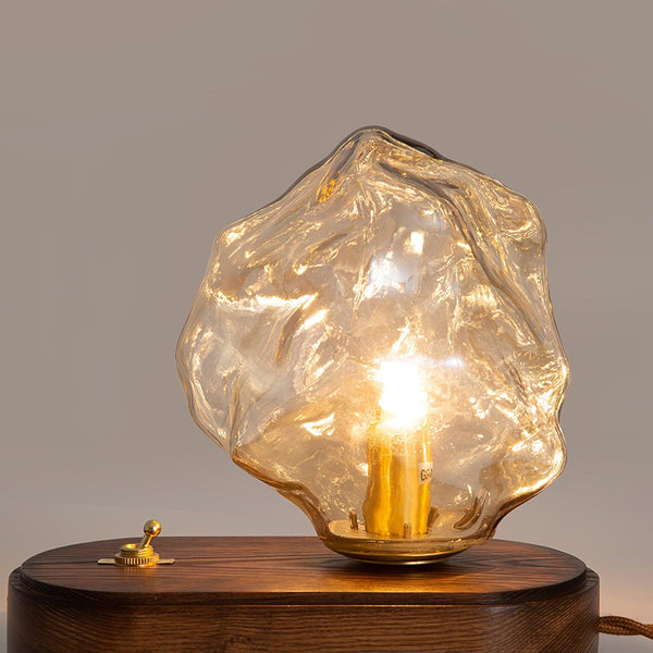 Eisvella Tischlampe Eisstein-Design | G9 Fassung | Glas, Holz & Metall | 20×12×15 cm | Warmes LED-Licht