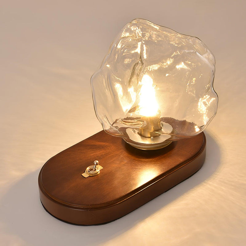 Eisvella Tischlampe Eisstein-Design | G9 Fassung | Glas, Holz & Metall | 20×12×15 cm | Warmes LED-Licht
