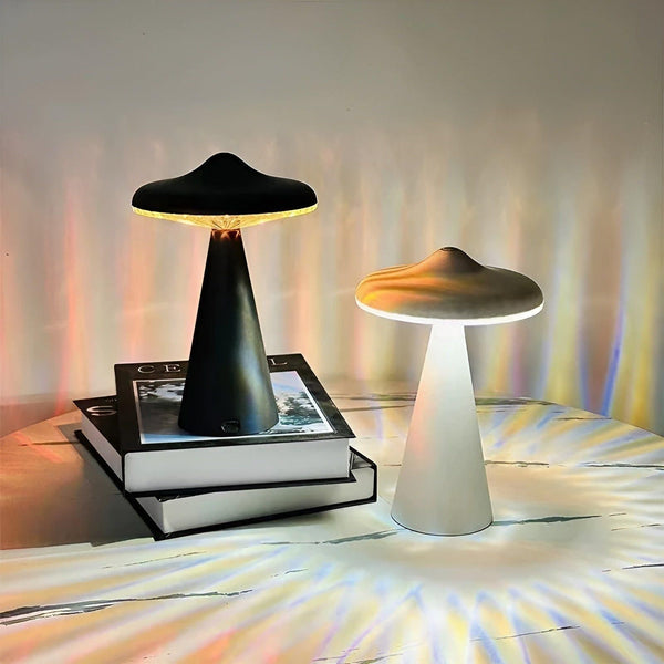 Myloora Pilz LED Tischlampe | Tragbar & Wiederaufladbar | Warmes Licht & Touch-Schalter | Modernes Design
