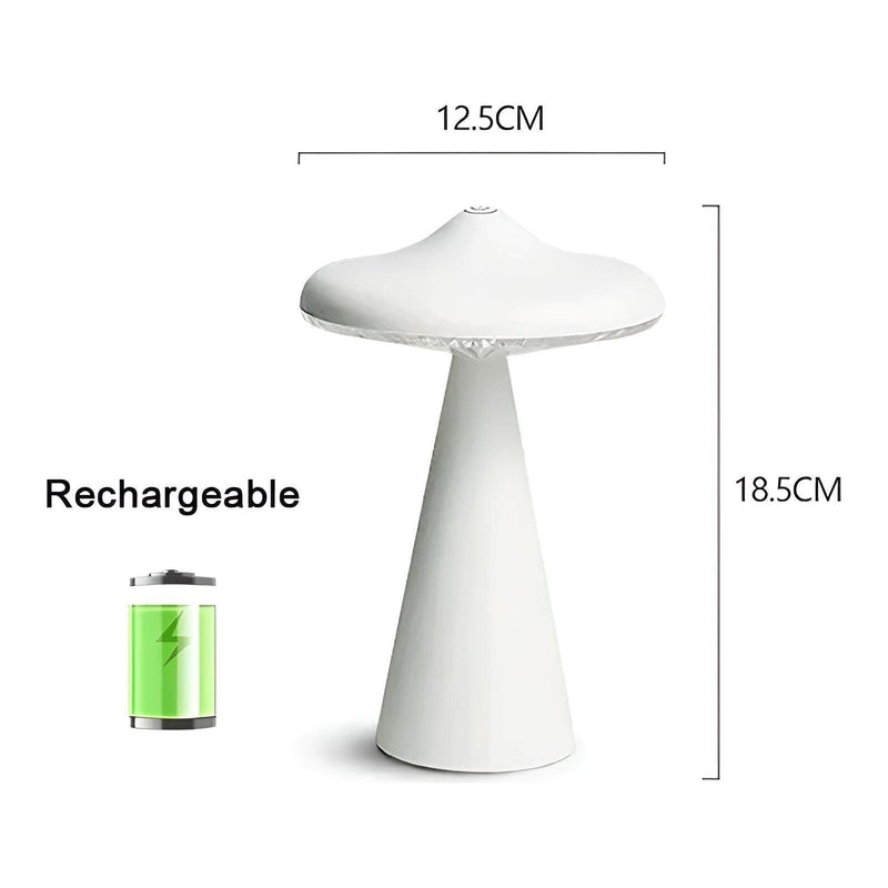 Myloora Pilz LED Tischlampe | Tragbar & Wiederaufladbar | Warmes Licht & Touch-Schalter | Modernes Design