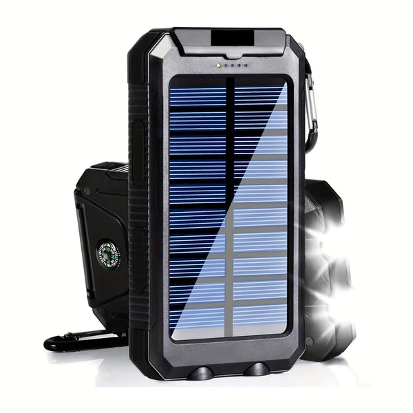 Solar Powerbank Solvanta PowerFlash | 20.000 mAh | Integrierte LED-Taschenlampe & Solarpanel | Outdoor & Camping | 15 W Schnellladung