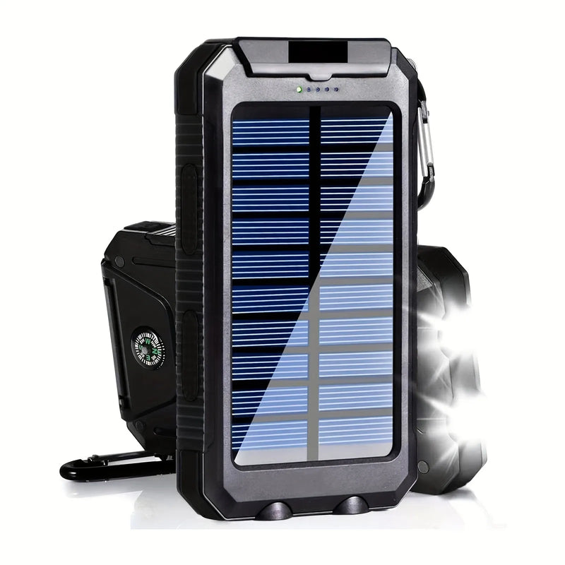 Solar Powerbank Solvanta PowerFlash | 20.000 mAh | Integrierte LED-Taschenlampe & Solarpanel | Outdoor & Camping | 15 W Schnellladung
