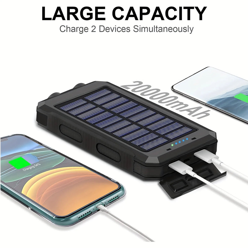 Solar Powerbank Solvanta PowerFlash | 20.000 mAh | Integrierte LED-Taschenlampe & Solarpanel | Outdoor & Camping | 15 W Schnellladung