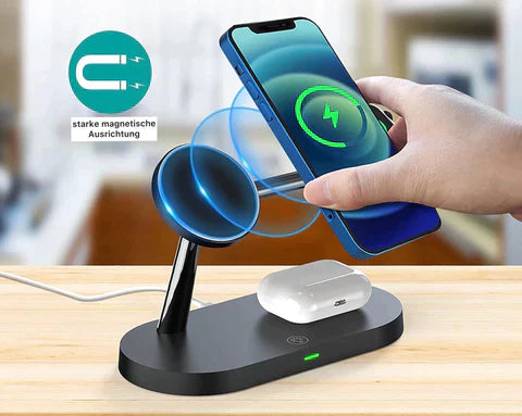 ChargeSphere 3-in-1 Wireless Ladegerät | Smartphone, Smartwatch & Earbuds | USB-C | Überladeschutz