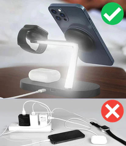 ChargeSphere 3-in-1 Wireless Ladegerät | Smartphone, Smartwatch & Earbuds | USB-C | Überladeschutz