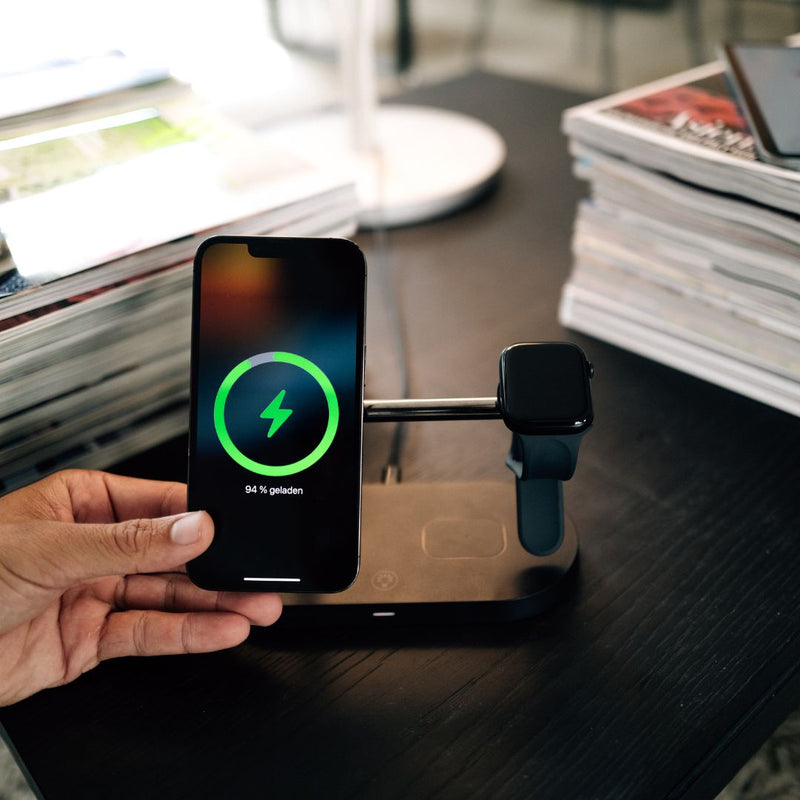 ChargeSphere 3-in-1 Wireless Ladegerät | Smartphone, Smartwatch & Earbuds | USB-C | Überladeschutz