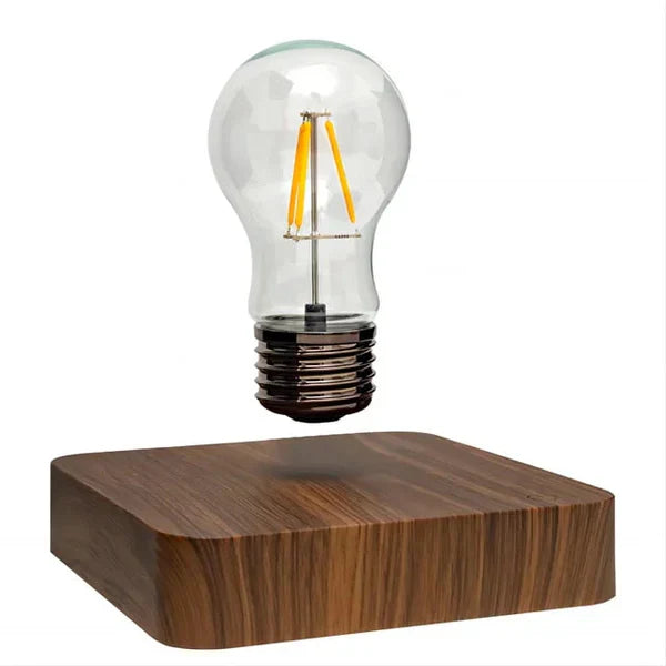 Veltiora Schwebende LED Tischlampe | Magnetische Levitation | Walnussholz-Sockel | 2700K–5000K | 13,5×13,5×2,8 cm