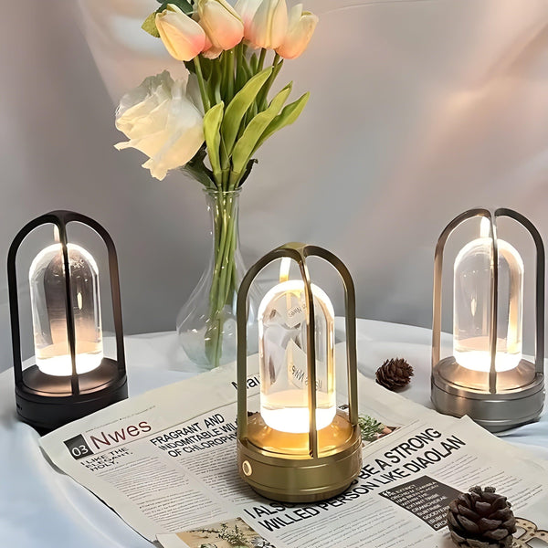 Lumavelle Kabellose LED-Tischlampe | Touch-Dimmbar | 30 cm Höhe | Modern & Elegant | Gold/Schwarz/Silber