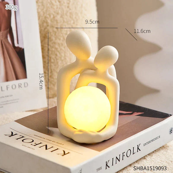 Keramisches Stimmungslicht Lunavia | Handgefertigtes Designobjekt mit sanfter LED-Kugel | Elegante Wohnraumdeko