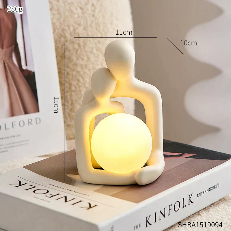 Keramisches Stimmungslicht Lunavia | Handgefertigtes Designobjekt mit sanfter LED-Kugel | Elegante Wohnraumdeko
