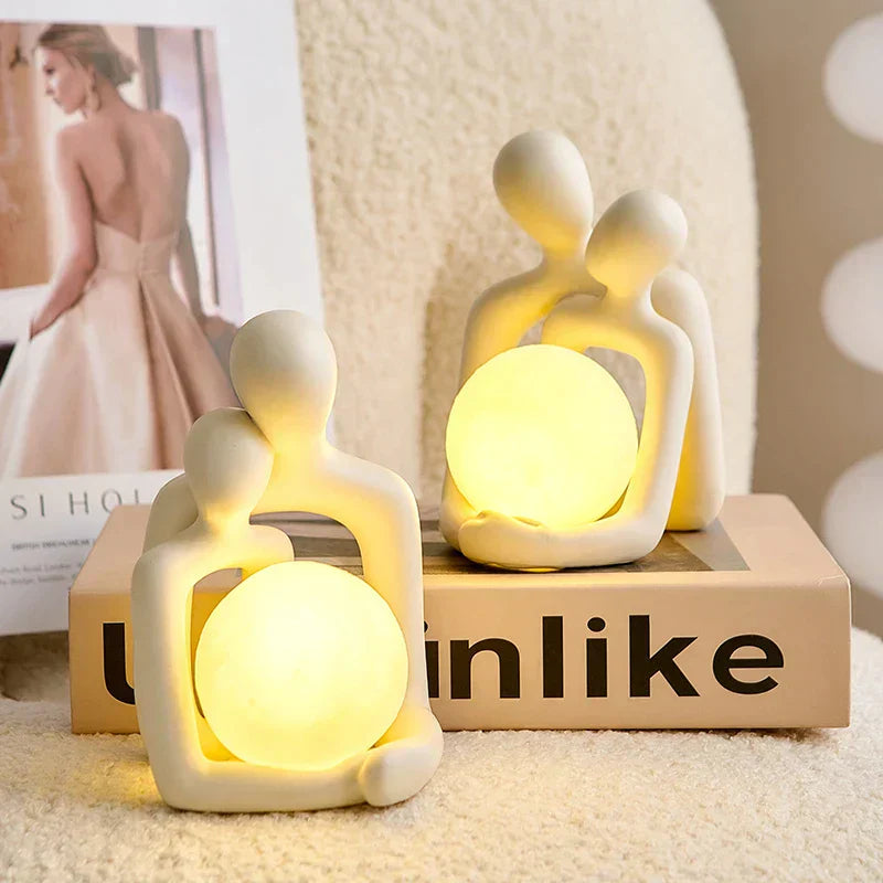 Keramisches Stimmungslicht Lunavia | Handgefertigtes Designobjekt mit sanfter LED-Kugel | Elegante Wohnraumdeko