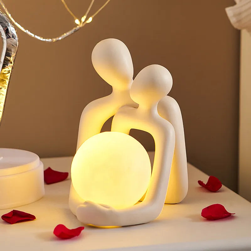 Keramisches Stimmungslicht Lunavia | Handgefertigtes Designobjekt mit sanfter LED-Kugel | Elegante Wohnraumdeko