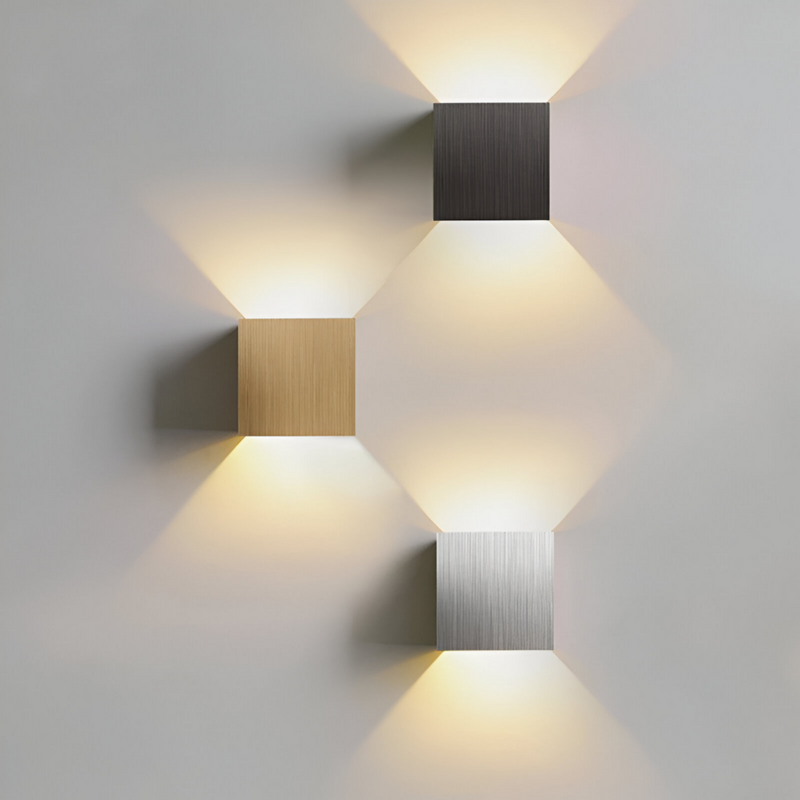 LED-Wandleuchte NORDIVIA | USB & Kabelbetrieb | Doppelte Lichtfarbe | Aluminium & Acryl | 10x10x5 cm