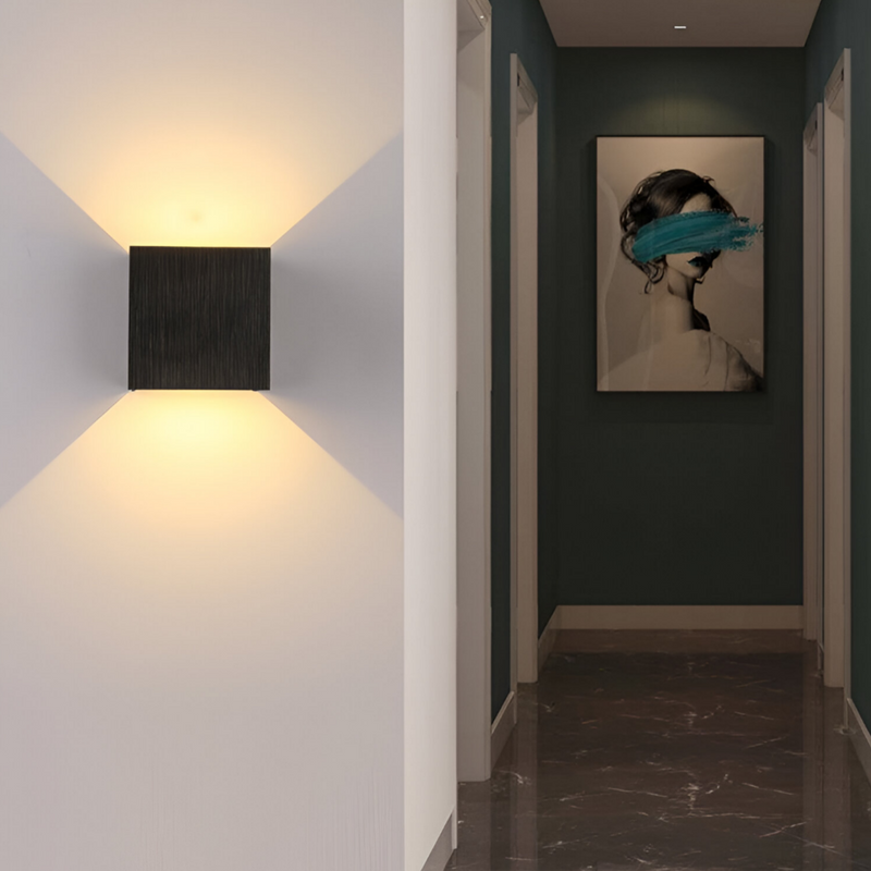 LED-Wandleuchte NORDIVIA | USB & Kabelbetrieb | Doppelte Lichtfarbe | Aluminium & Acryl | 10x10x5 cm
