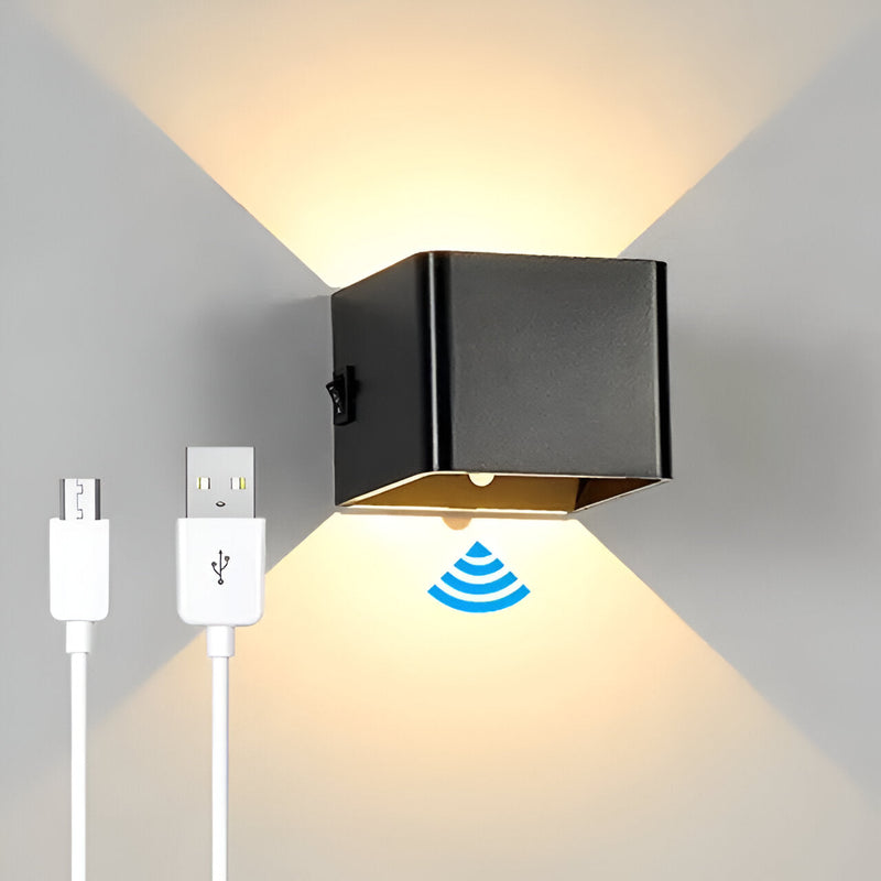 LED-Wandleuchte NORDIVIA | USB & Kabelbetrieb | Doppelte Lichtfarbe | Aluminium & Acryl | 10x10x5 cm