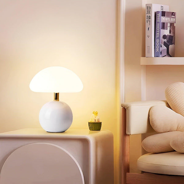 LumoMila Pilzlampe Keramik | Warmes LED-Licht | Energiesparend & Stilvoll | 6–10W