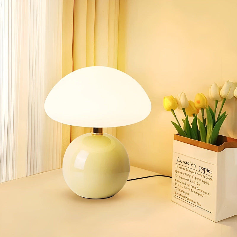 LumoMila Pilzlampe Keramik | Warmes LED-Licht | Energiesparend & Stilvoll | 6–10W