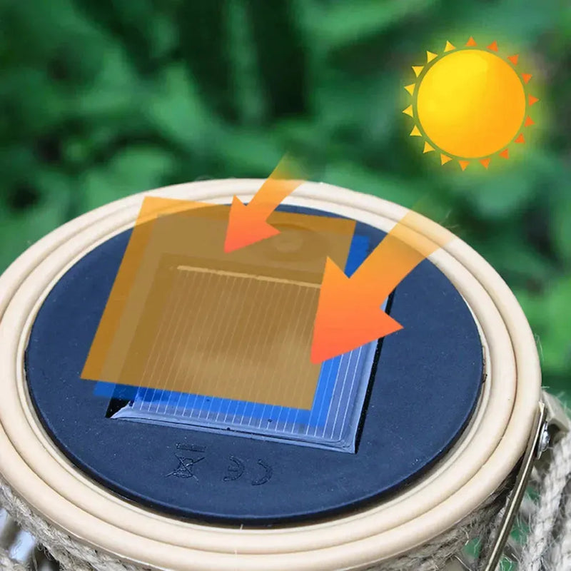 Solambra Solar Hängelaterne Rattan | Warmweißes Licht | Wetterfest IP44 | Bambus & Rattan
