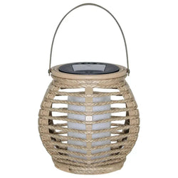 Solambra Solar Hängelaterne Rattan | Warmweißes Licht | Wetterfest IP44 | Bambus & Rattan