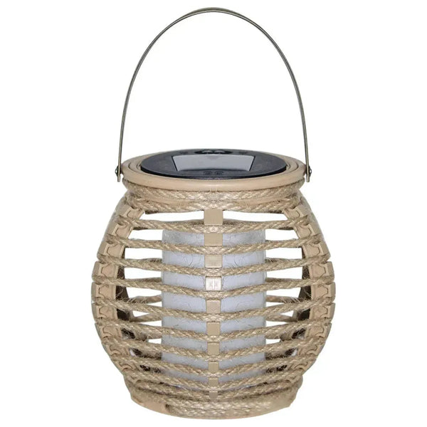 Solambra Solar Hängelaterne Rattan | Warmweißes Licht | Wetterfest IP44 | Bambus & Rattan