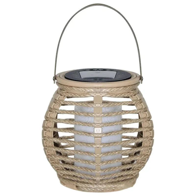 Solambra Solar Hängelaterne Rattan | Warmweißes Licht | Wetterfest IP44 | Bambus & Rattan