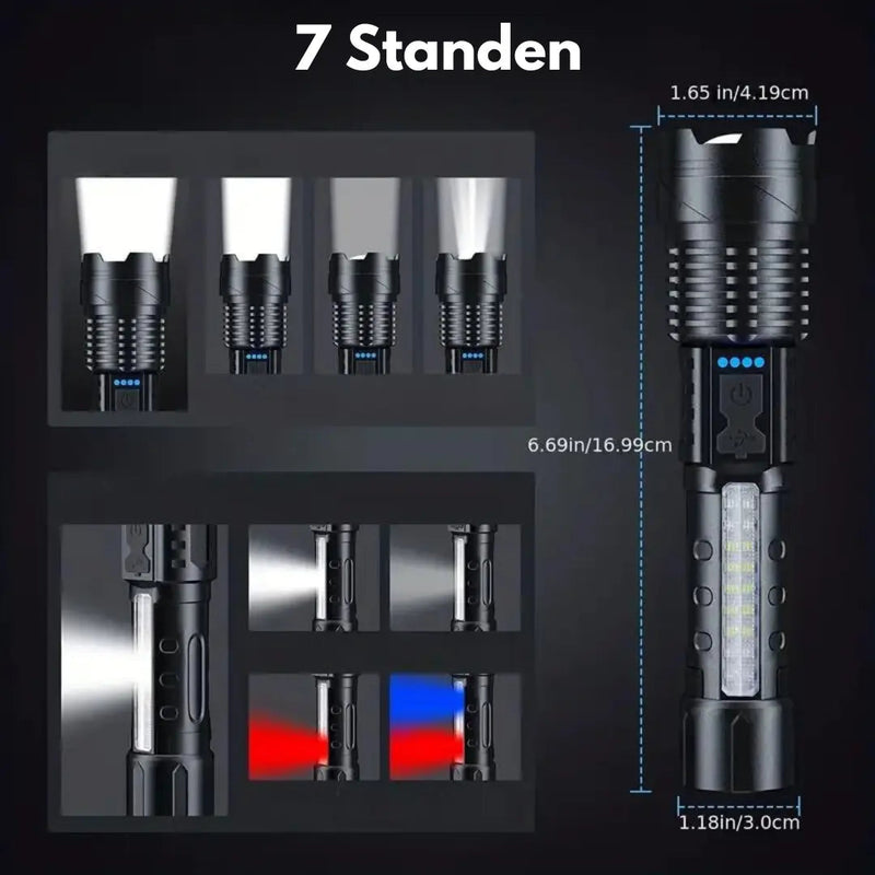 Militär Taschenlampe LUMATOR XHP50 | 5000 Lumen | 7 Lichtmodi | USB Wiederaufladbar | IP64 Wasserdicht