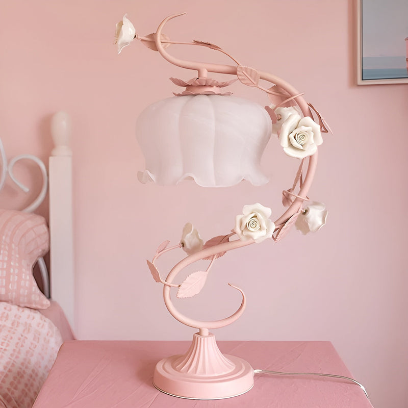 Rosavera Rosenlampe unter Glas | Handgefertigte Echtrosen | Warmes LED-Licht | Shabby Chic Design