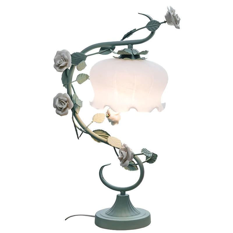 Rosavera Rosenlampe unter Glas | Handgefertigte Echtrosen | Warmes LED-Licht | Shabby Chic Design