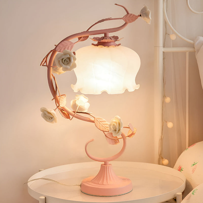 Rosavera Rosenlampe unter Glas | Handgefertigte Echtrosen | Warmes LED-Licht | Shabby Chic Design