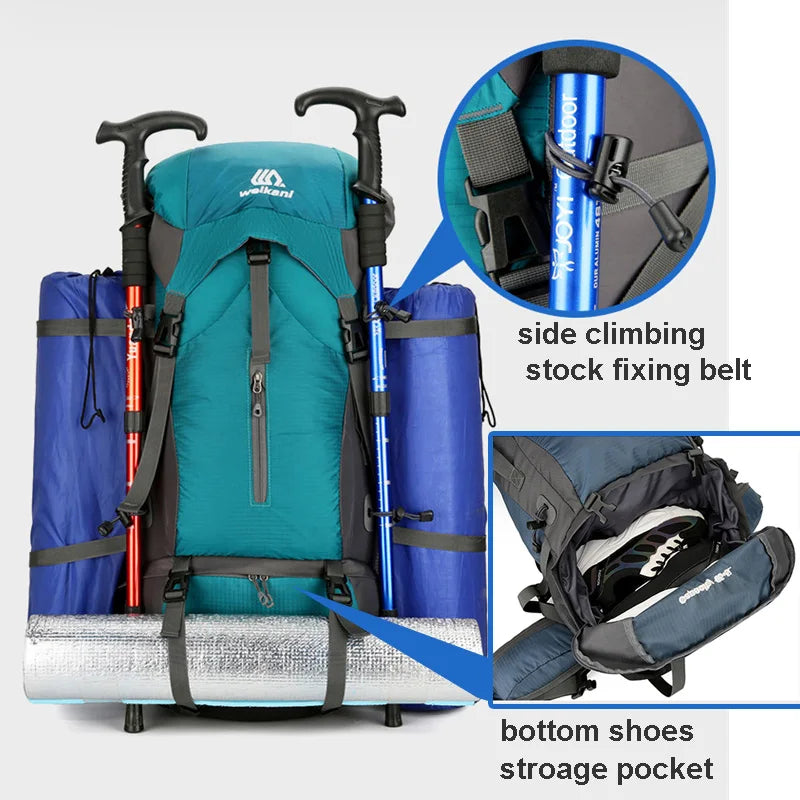 Alpivento 70L Trekkingrucksack | Wasserdichter Camping-Rucksack mit Regenschutz | Großer Outdoor Rucksack für Wandern, Bergsteigen & Reisen  Markenname: