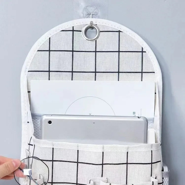 RoomEase Hängende Stoff-Aufbewahrungstasche | Wand- & Türorganizer | 2 Fächer + Seitennetz