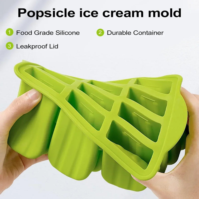 Frozzio DIYPop Eisformen-Set Silikon mit Holzstielen | BPA-frei & Wiederverwendbar | Für selbstgemachtes Eis im Sommer