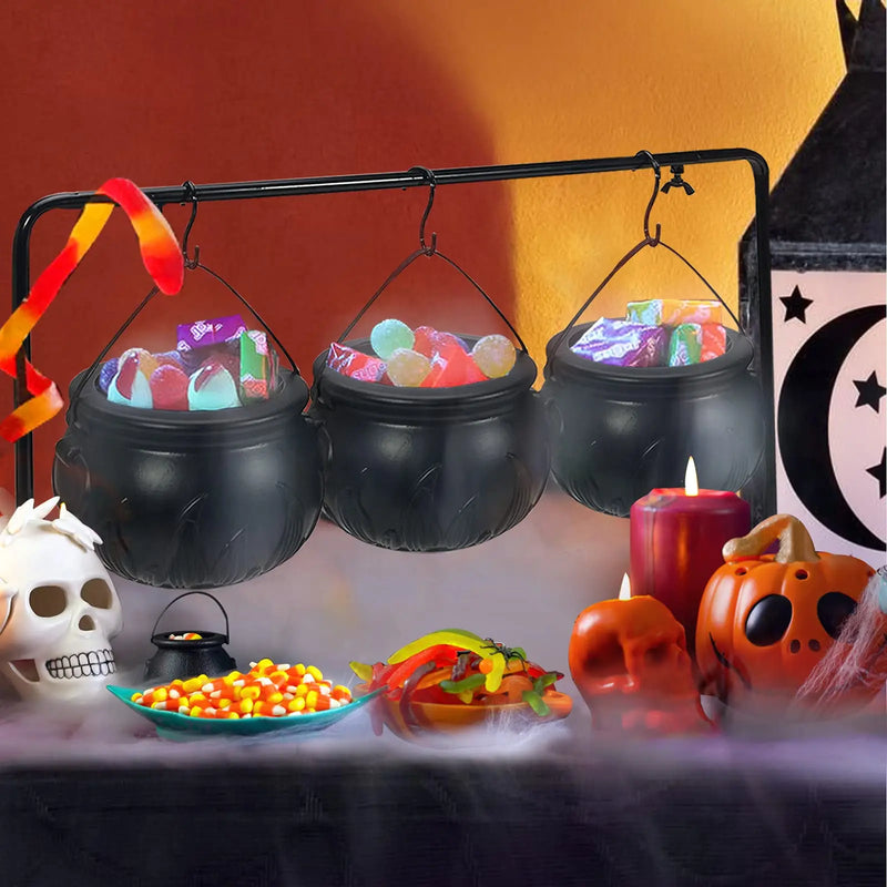 CauldronCharm | Halloween Hexenkessel Schalen Set (3 Stück) mit Ständer | Deko & Serviergeschirr