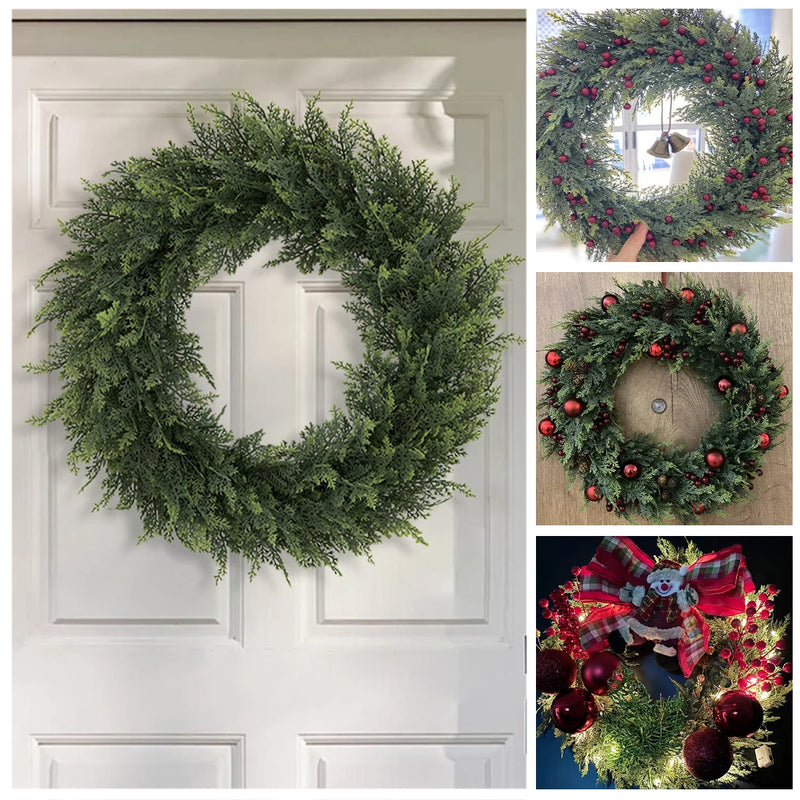 Verdania | Künstlicher Zedernkranz | Immergrün | 30 cm Ø | Pflegeleichte Deko für Haus & Garten